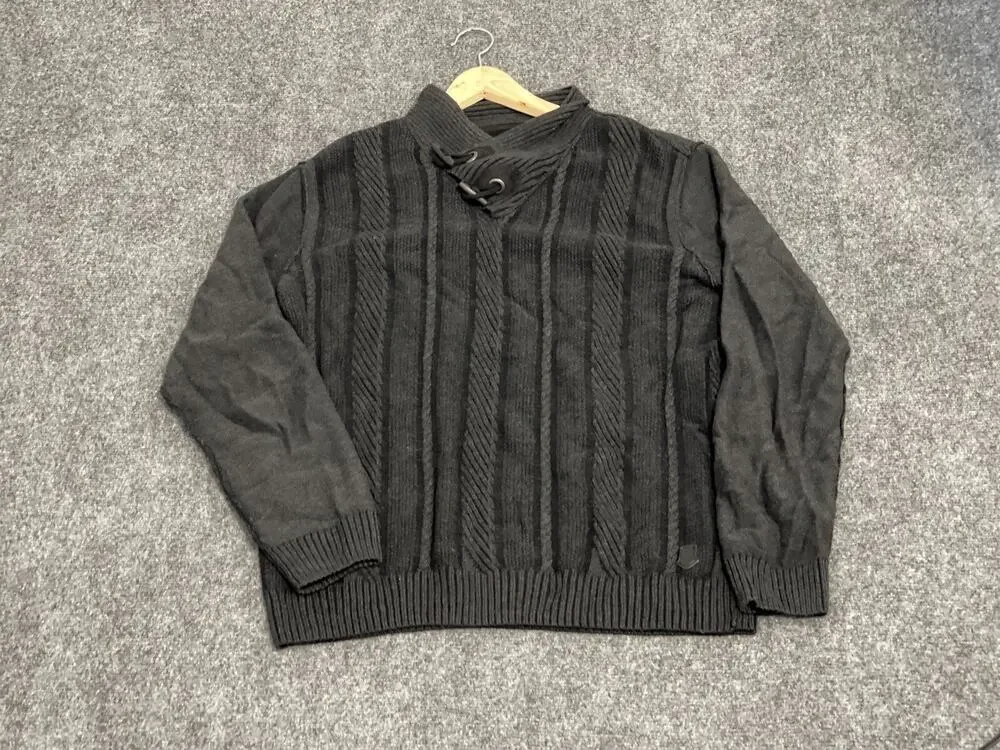 Trash Nouveau Sweater Men’s Slim XL Shawl Collar Black Knit Classic N45